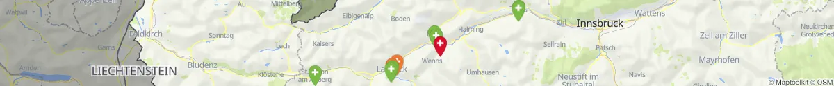 Map view for Pharmacies emergency services nearby Tösens (Landeck, Tirol)